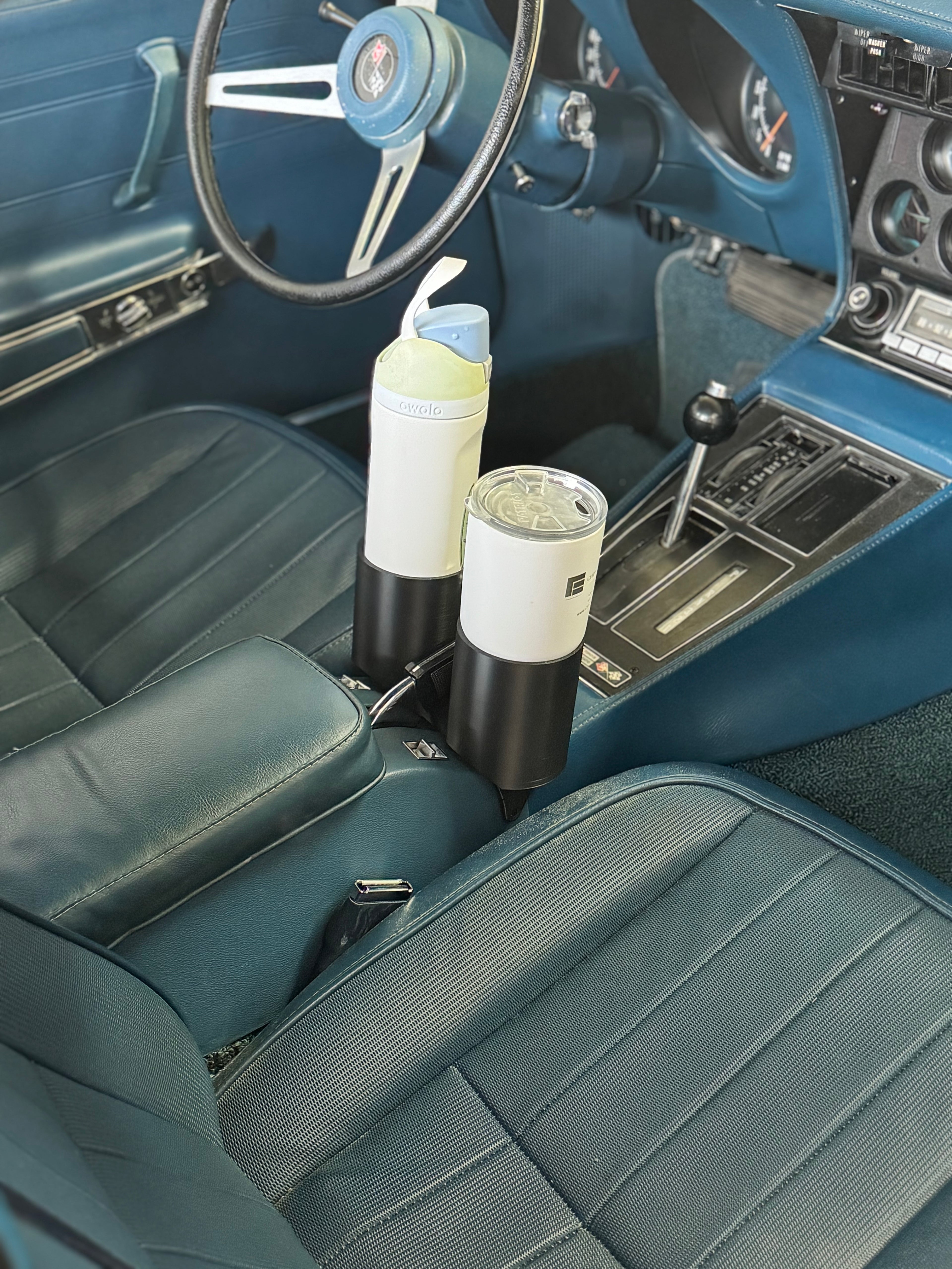 Chevrolet C3 Corvette Cup Holder Under E-brake center console armrest - 1968 - 1982 - 80mm diameter
