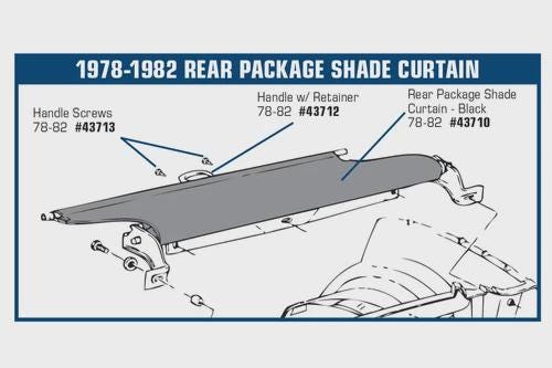 Chevrolet Corvette C3 Rear Window Shade Handle w/Retainer 1978-1982