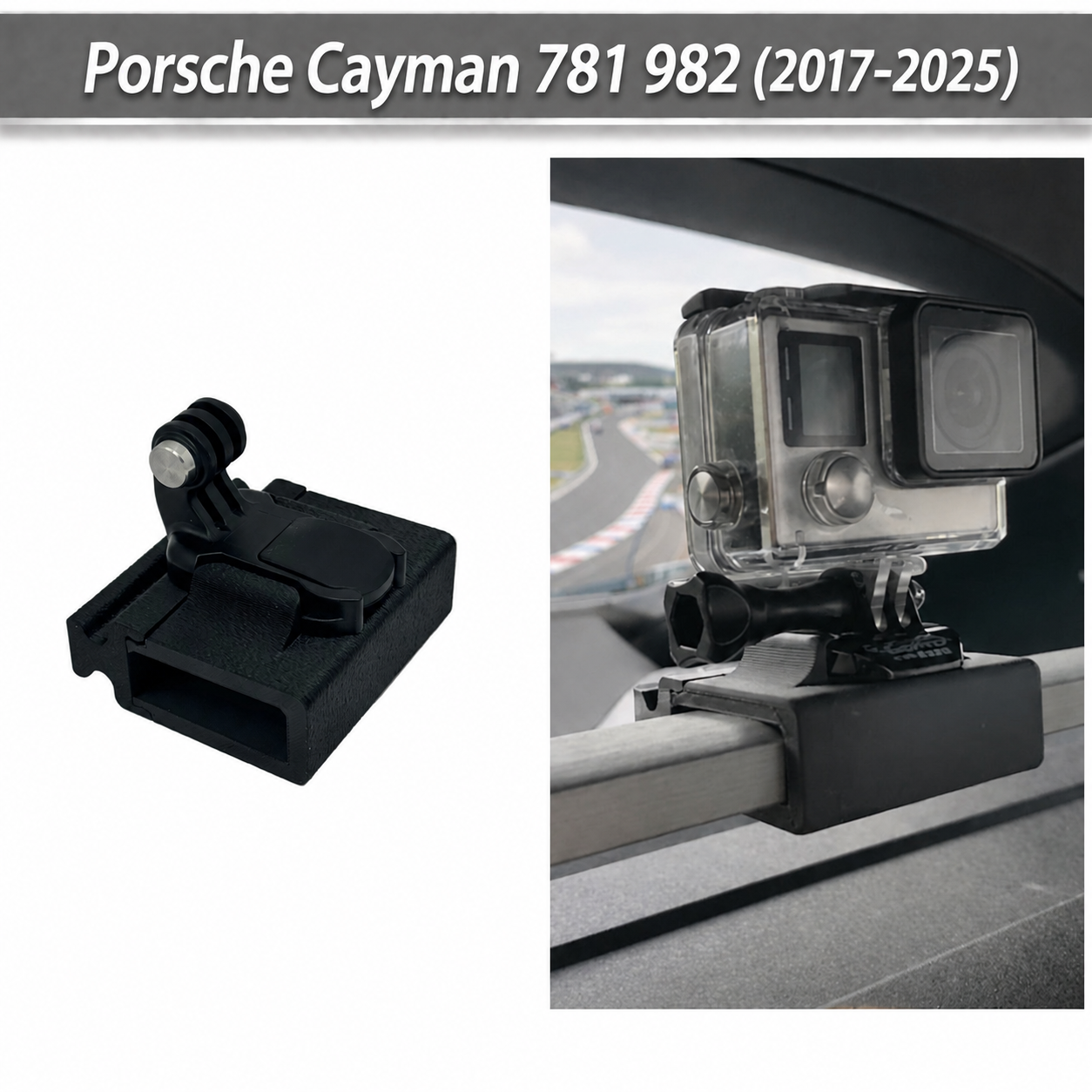 Porsche 718 Cayman Boxster 982 Camera Mount Crossbar Clamp | 2017-2025 Track Day POV