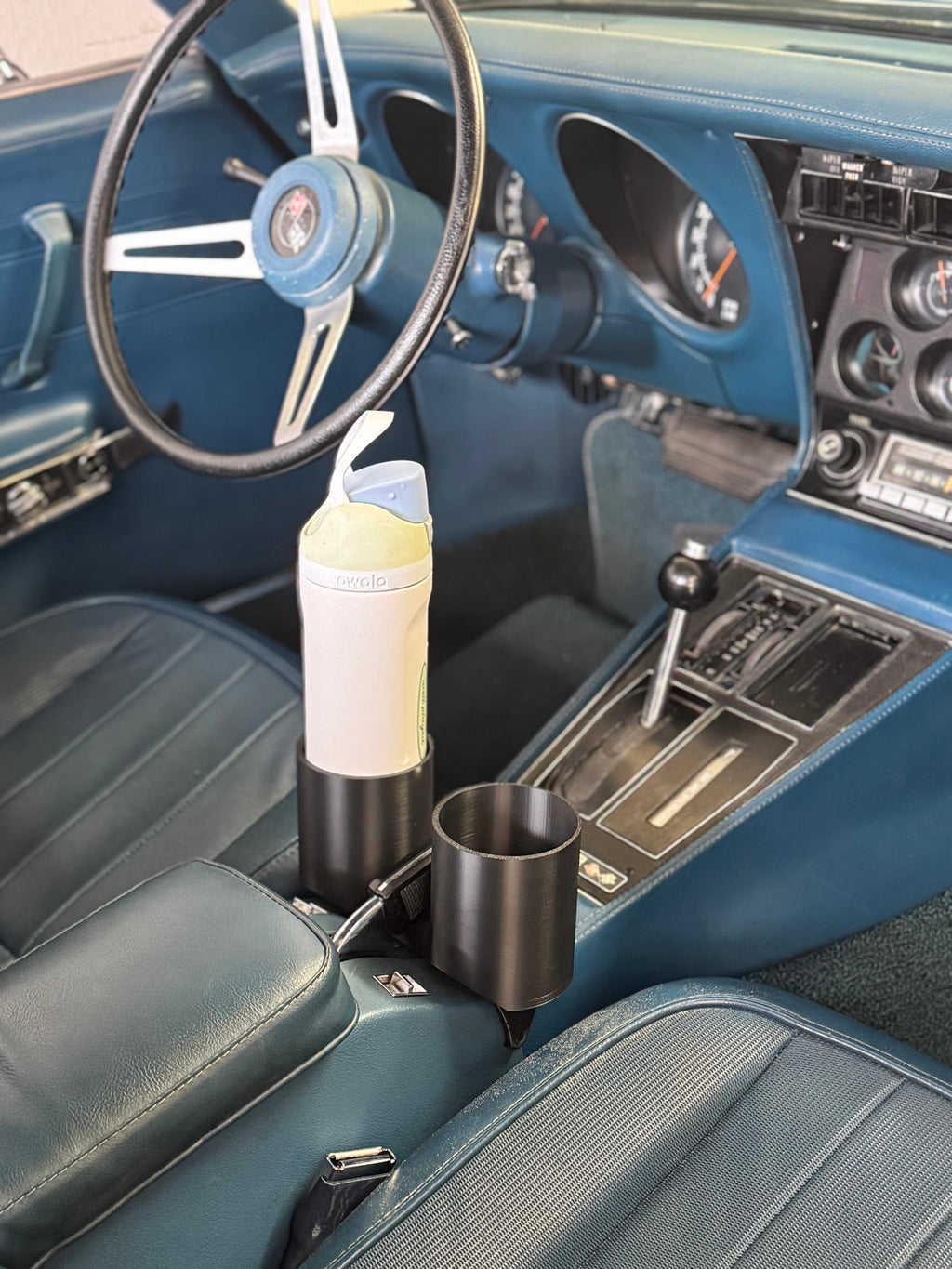 Chevrolet C3 Corvette Cup Holder Under E-brake center console armrest - 1968 - 1982 - 80mm diameter