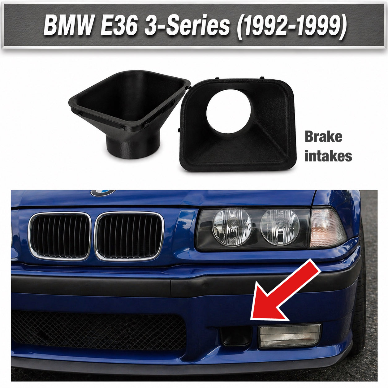 BMW E36 Brake Cooling Air Intake Set | 50mm - M3 Bumper Air Inlet