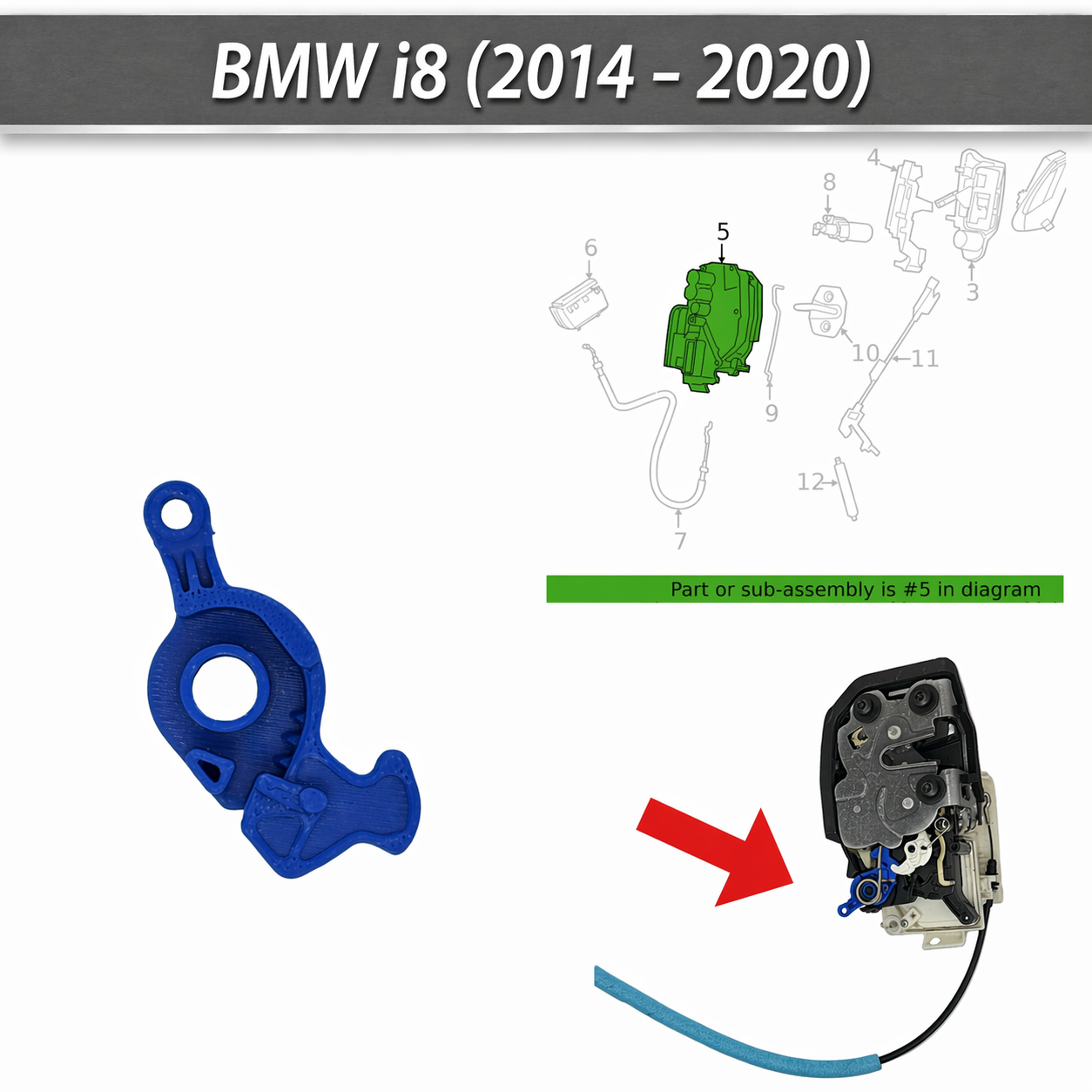 BMW i8 2014-2020 Door Actuator Lock replacement rod pull fix