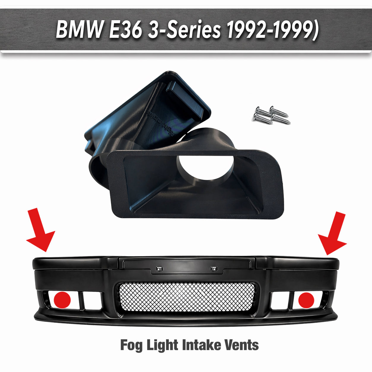 BMW E36 Non-M & M3 fog light air intake vents 1992 - 1999 70mm  - hardware included