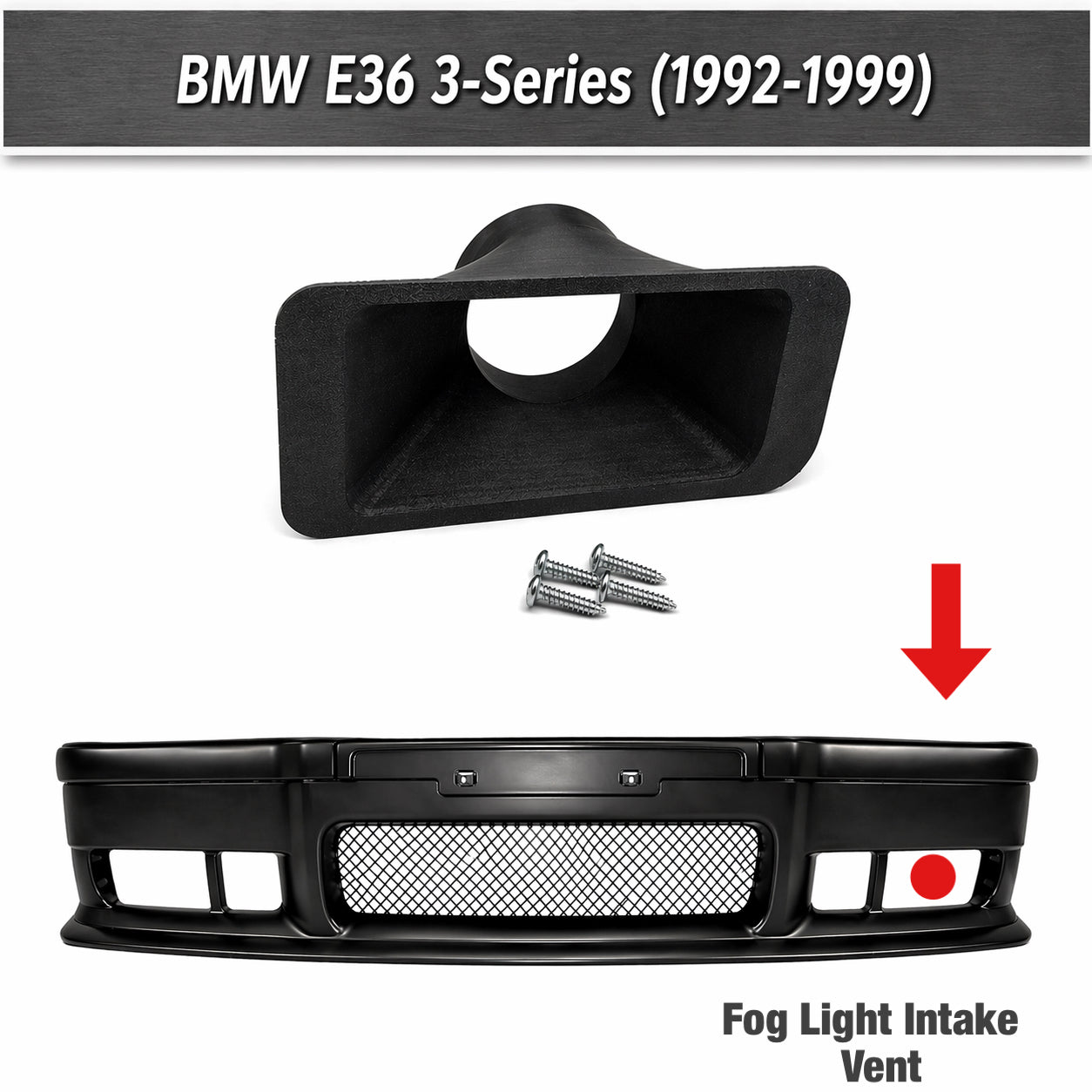 BMW E36 Non-M & M3 fog light air intake vents 1992 - 1999 70mm  - hardware included