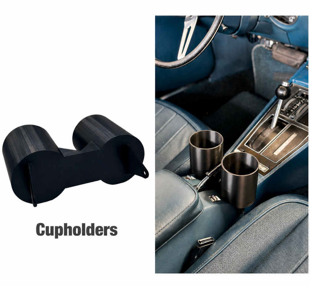 Chevrolet C3 Corvette Cup Holder Under E-brake center console armrest - 1968 - 1982 - 80mm diameter