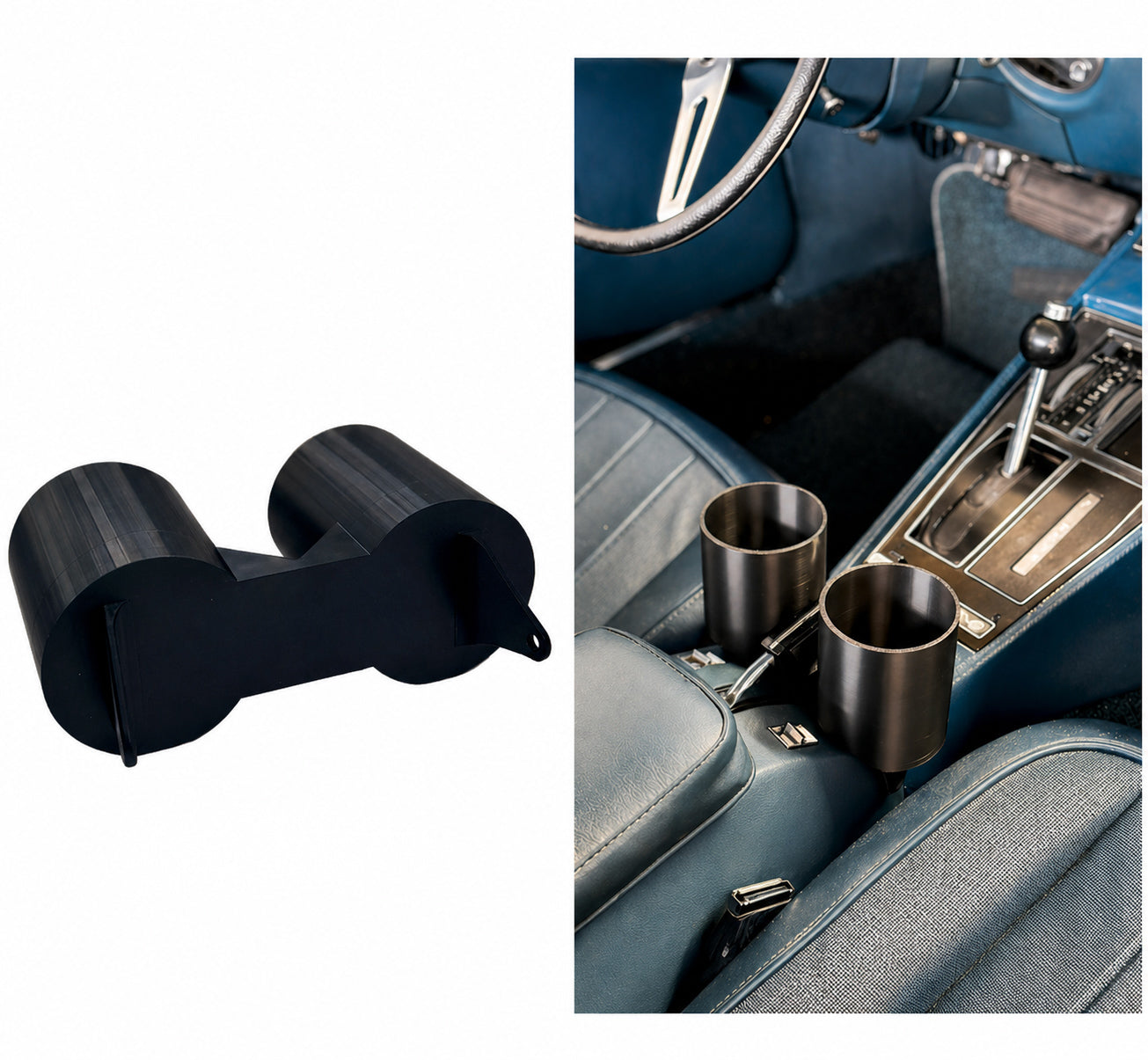 Chevrolet C3 Corvette Cup Holder Under E-brake center console armrest - 1968 - 1982 - 80mm diameter