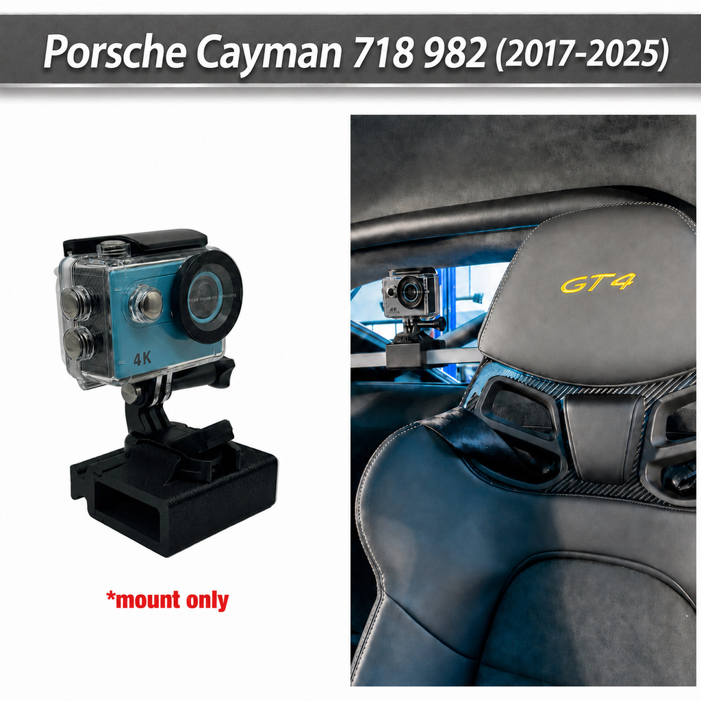 Porsche 718 Cayman Boxster 981 982 Camera Mount Crossbar Clamp | 2012-2025 Track Day POV