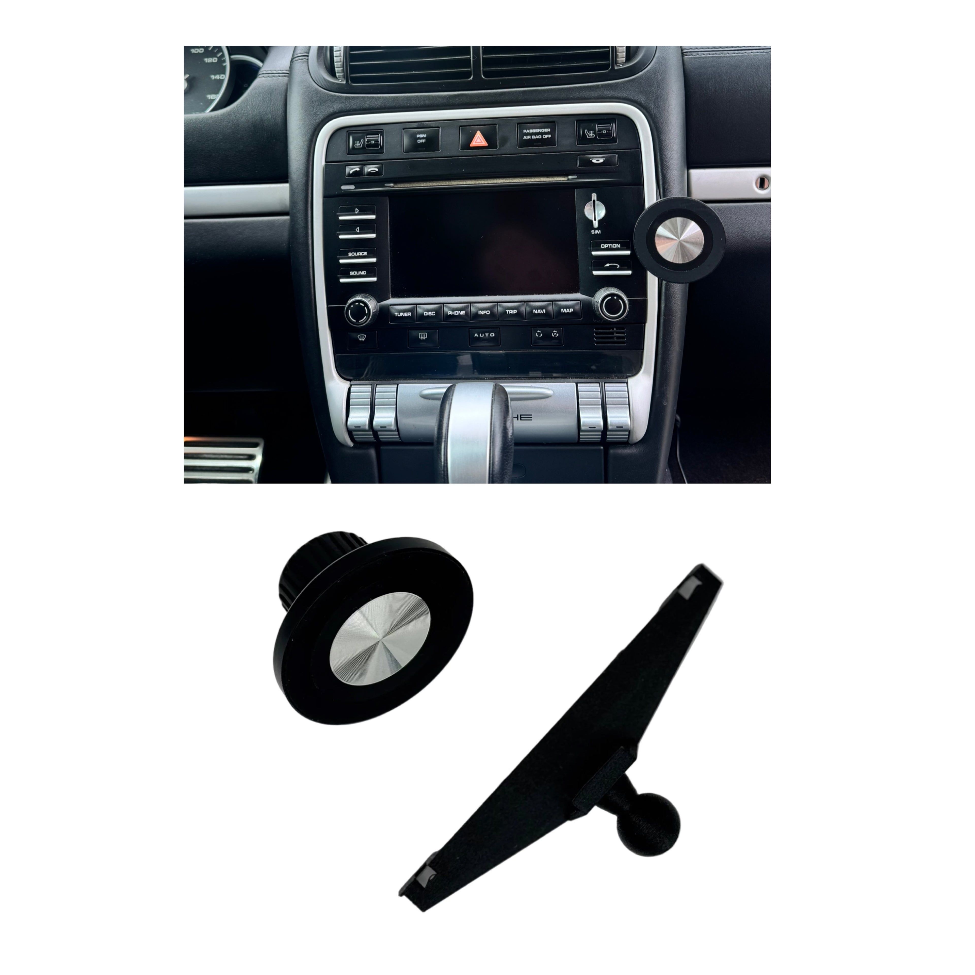 Porsche Cayenne 955 957 Dash Radio Phone Mount 2003–2010 - Mag Safe