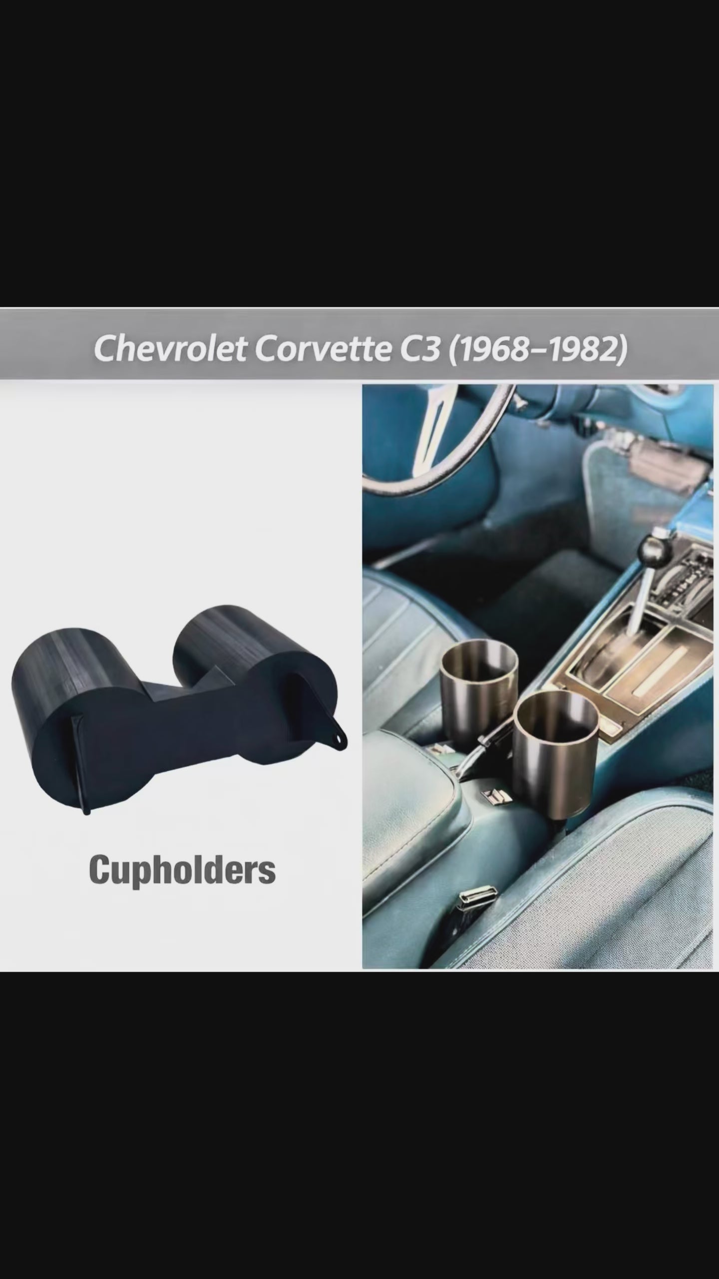Chevrolet C3 Corvette Cup Holder Under E-brake center console armrest - 1968 - 1982 - 80mm diameter